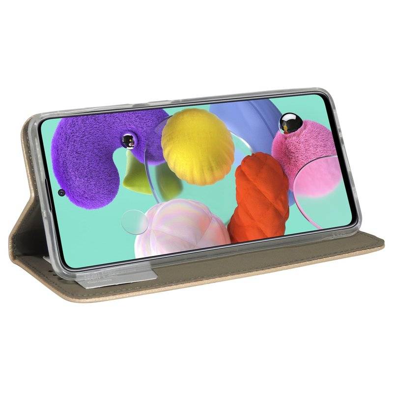 Buch Tasche Smart für SAMSUNG GALAXY A51 A515F Handy Hülle Etui Brieftasche Schutzhülle mit Standfunktion, Kartenfach Gold