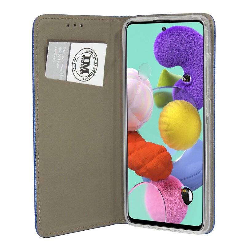 Buch Tasche Smart für SAMSUNG GALAXY A51 A515F Handy Hülle Etui Brieftasche Schutzhülle mit Standfunktion, Kartenfach Blau