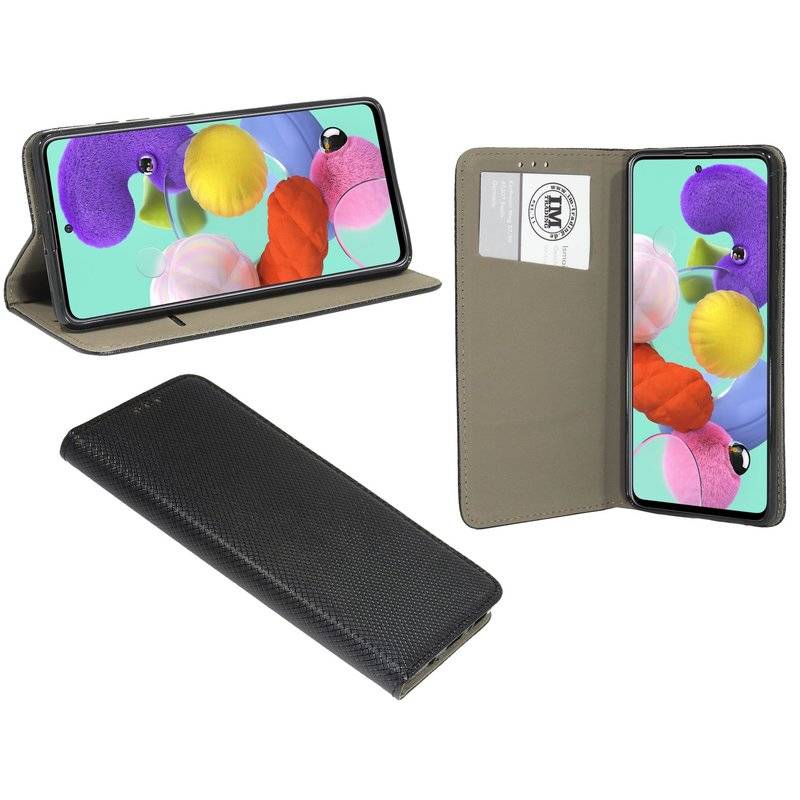 Buch Tasche Smart für SAMSUNG GALAXY A51 A515F Handy Hülle Etui Brieftasche Schutzhülle mit Standfunktion, Kartenfach Schwarz