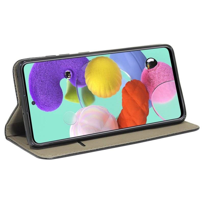 Buch Tasche Smart für SAMSUNG GALAXY A51 A515F Handy Hülle Etui Brieftasche Schutzhülle mit Standfunktion, Kartenfach Schwarz