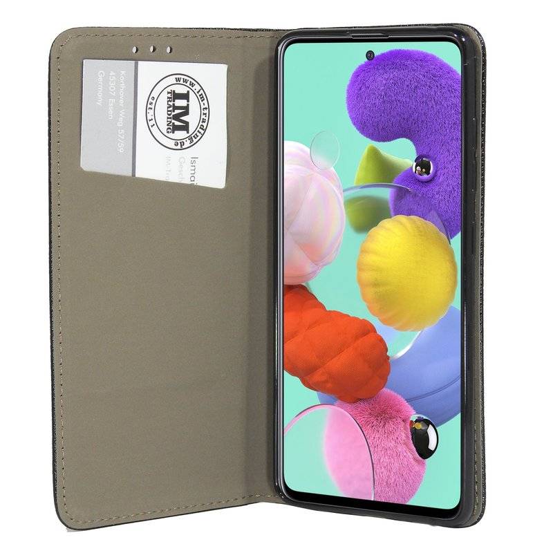 Buch Tasche Smart für SAMSUNG GALAXY A51 A515F Handy Hülle Etui Brieftasche Schutzhülle mit Standfunktion, Kartenfach Schwarz