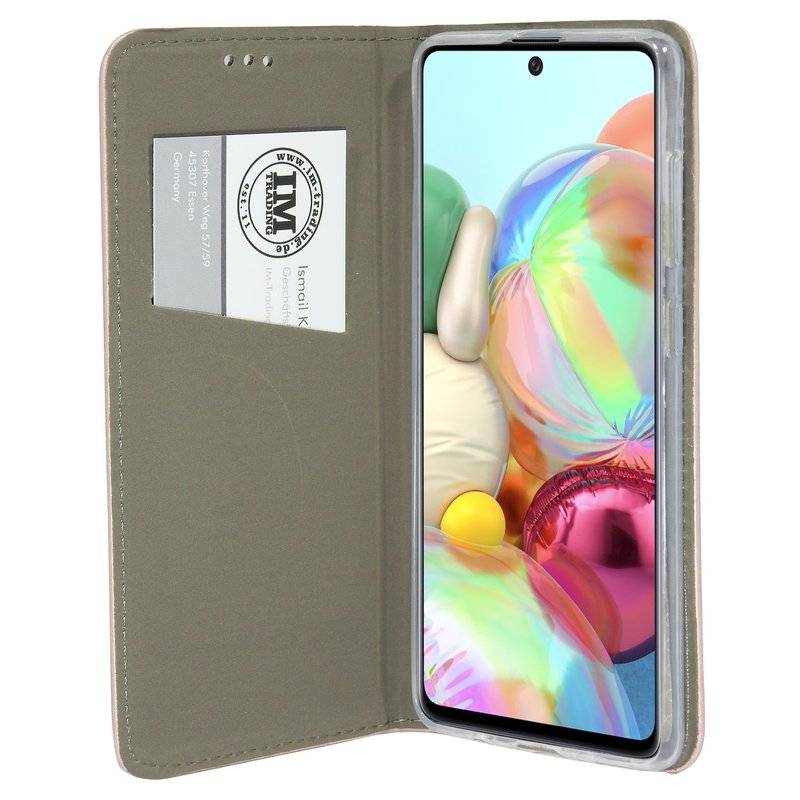 Buch Tasche Smart für Samsung Galaxy A71 A715F Handy Hülle Etui Brieftasche Schutzhülle mit Standfunktion, Kartenfach Rose