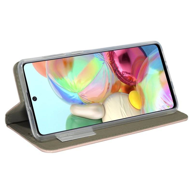 Buch Tasche Smart für Samsung Galaxy A71 A715F Handy Hülle Etui Brieftasche Schutzhülle mit Standfunktion, Kartenfach Rose