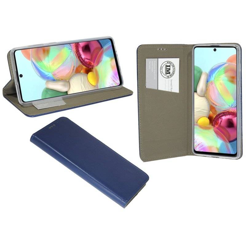 Buch Tasche Smart für Samsung Galaxy A71 A715F Handy Hülle Etui Brieftasche Schutzhülle mit Standfunktion, Kartenfach Blau