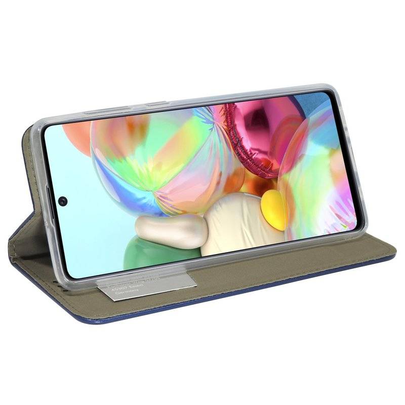 Buch Tasche Smart für Samsung Galaxy A71 A715F Handy Hülle Etui Brieftasche Schutzhülle mit Standfunktion, Kartenfach Blau