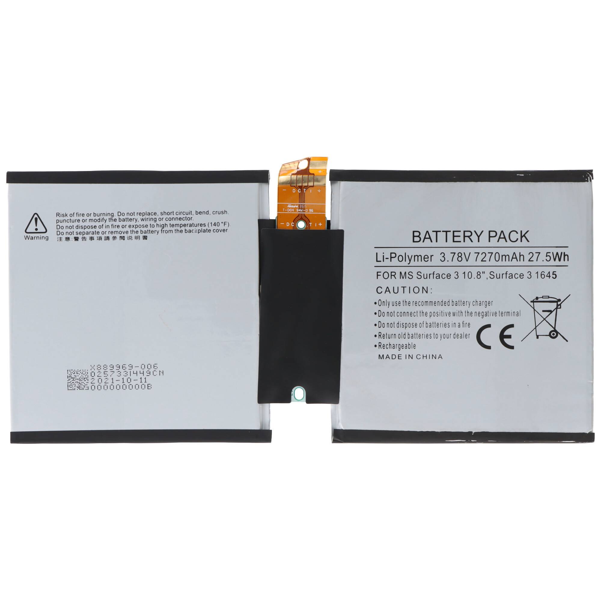 Ein silbernes Li-Polymer-Akkupack mit der Bezeichnung „BATTERY PACK