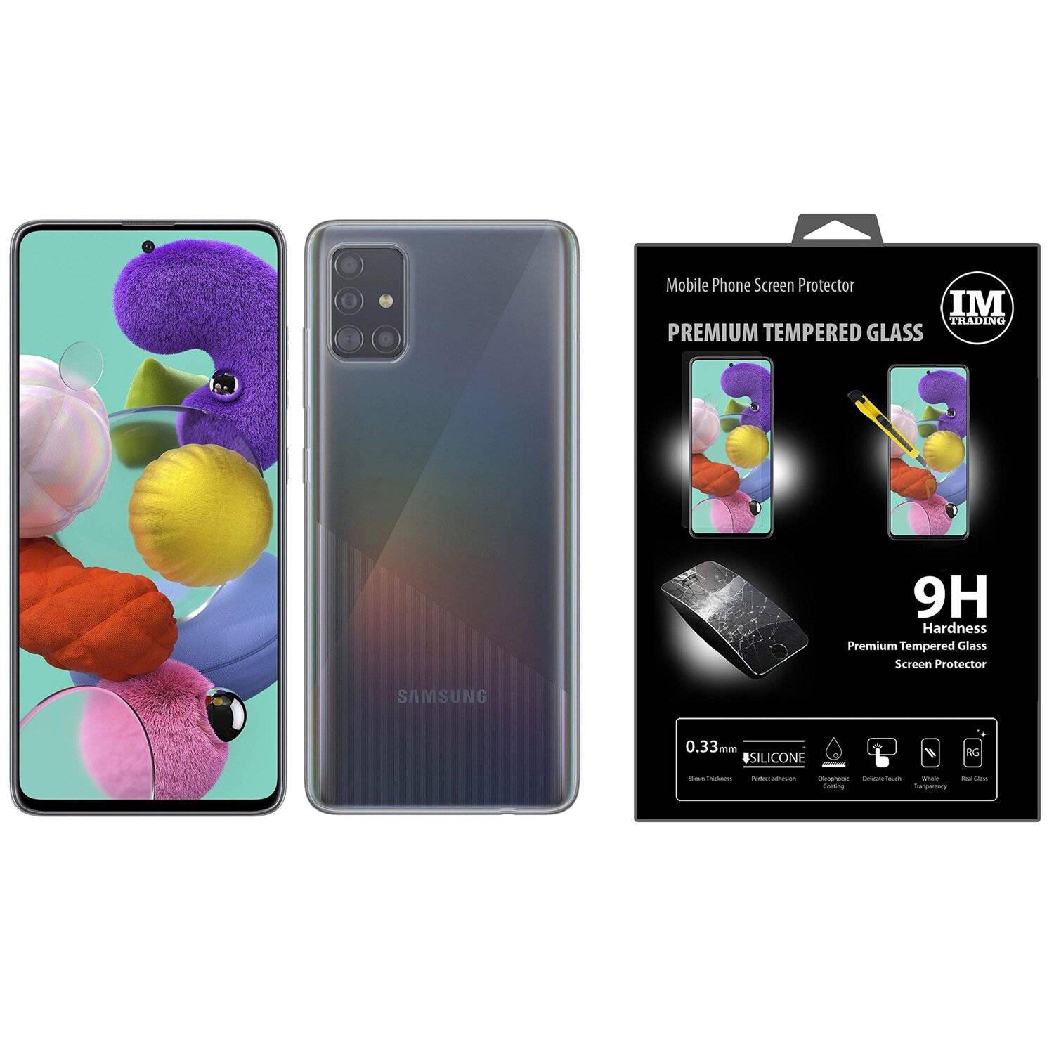 Silikon Handyhülle Schutz Hülle Schale Tasche Bumper Case + Schutzschutzglas für Samsung Galaxy A51 (A515F)