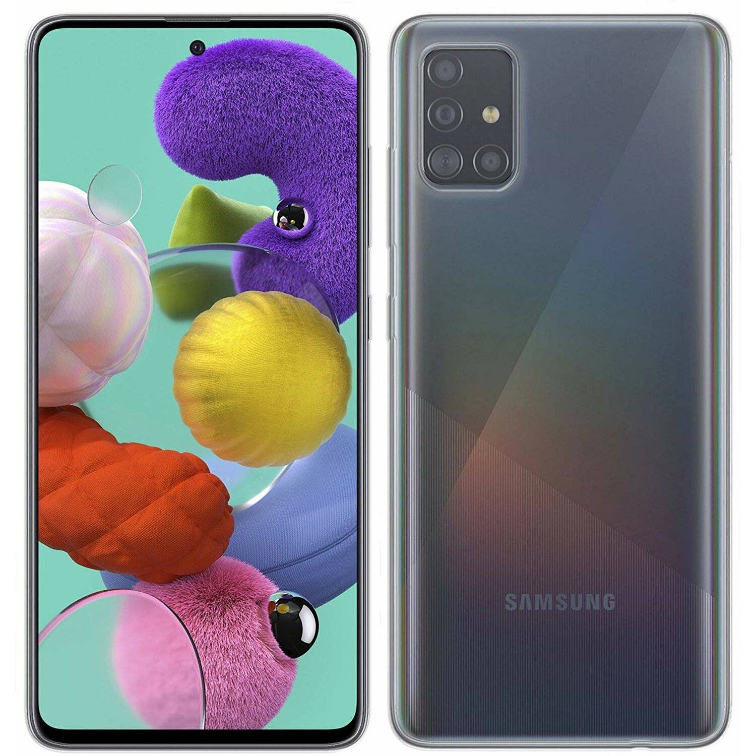 Silikon Handyhülle Schutz Hülle Schale Tasche Bumper Case + Schutzschutzglas für Samsung Galaxy A51 (A515F)