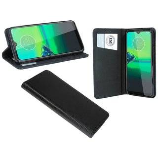 Buch Tasche "Smart" für MOTOROLA MOTO G8 PLAY Handy Hülle Etui Brieftasche Schutzhülle mit Standfunktion, Kartenfach Schwarz