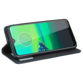 Buch Tasche "Smart" für MOTOROLA MOTO G8 PLAY Handy Hülle Etui Brieftasche Schutzhülle mit Standfunktion, Kartenfach Schwarz