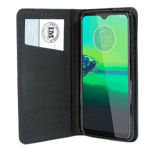 Buch Tasche "Smart" für MOTOROLA MOTO G8 PLAY Handy Hülle Etui Brieftasche Schutzhülle mit Standfunktion, Kartenfach Schwarz