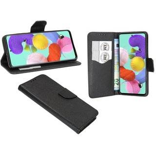 Buch Tasche "Fancy" für SAMSUNG GALAXY A51 (A515F) Handy Hülle Etui Brieftasche Schutzhülle mit Standfunktion, Kartenfach Schwarz