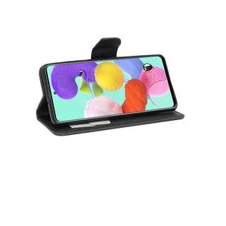 Buch Tasche "Fancy" für SAMSUNG GALAXY A51 (A515F) Handy Hülle Etui Brieftasche Schutzhülle mit Standfunktion, Kartenfach Schwarz