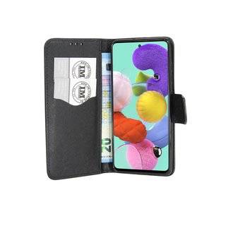 Buch Tasche "Fancy" für SAMSUNG GALAXY A51 (A515F) Handy Hülle Etui Brieftasche Schutzhülle mit Standfunktion, Kartenfach Schwarz