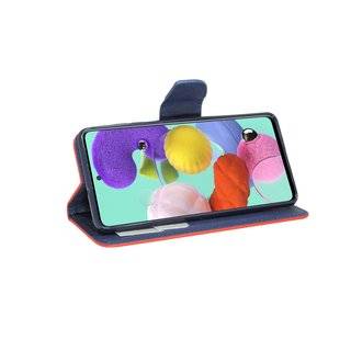 Buch Tasche "Fancy" für SAMSUNG GALAXY A51 (A515F) Handy Hülle Etui Brieftasche Schutzhülle mit Standfunktion, Kartenfach Rot-Blau