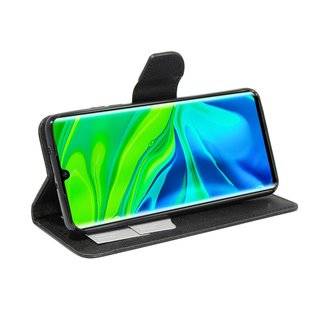 Buch Tasche "Fancy" für XIAOMI MI NOTE 10 Handy Hülle Etui Brieftasche Schutzhülle mit Standfunktion, Kartenfach Schwarz