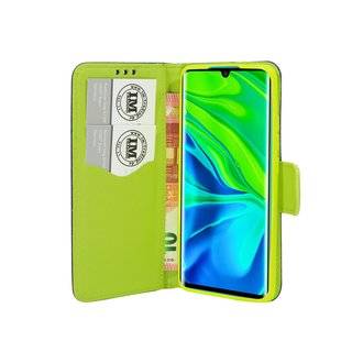 Buch Tasche "Fancy" für XIAOMI MI NOTE 10 Handy Hülle Etui Brieftasche Schutzhülle mit Standfunktion, Kartenfach Blau-Grün