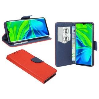 Buch Tasche "Fancy" für XIAOMI MI NOTE 10 Handy Hülle Etui Brieftasche Schutzhülle mit Standfunktion, Kartenfach Rot-Blau