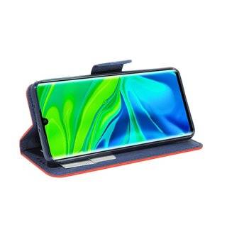 Buch Tasche "Fancy" für XIAOMI MI NOTE 10 Handy Hülle Etui Brieftasche Schutzhülle mit Standfunktion, Kartenfach Rot-Blau