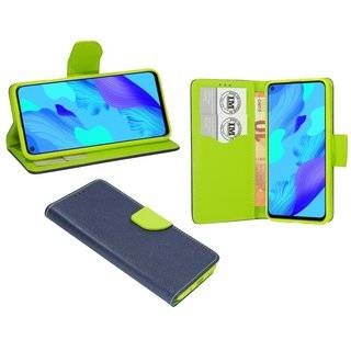 Buch Tasche "Fancy" für Honor 20 Handy Hülle Etui Brieftasche Schutzhülle mit Standfunktion, Kartenfach Blau-Grün