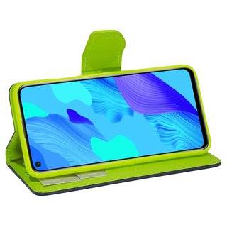 Buch Tasche "Fancy" für Honor 20 Handy Hülle Etui Brieftasche Schutzhülle mit Standfunktion, Kartenfach Blau-Grün