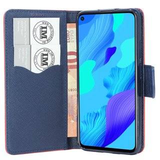 Buch Tasche "Fancy" für HONOR 20 Handy Hülle Etui Brieftasche Schutzhülle mit Standfunktion, Kartenfach Rot-Blau