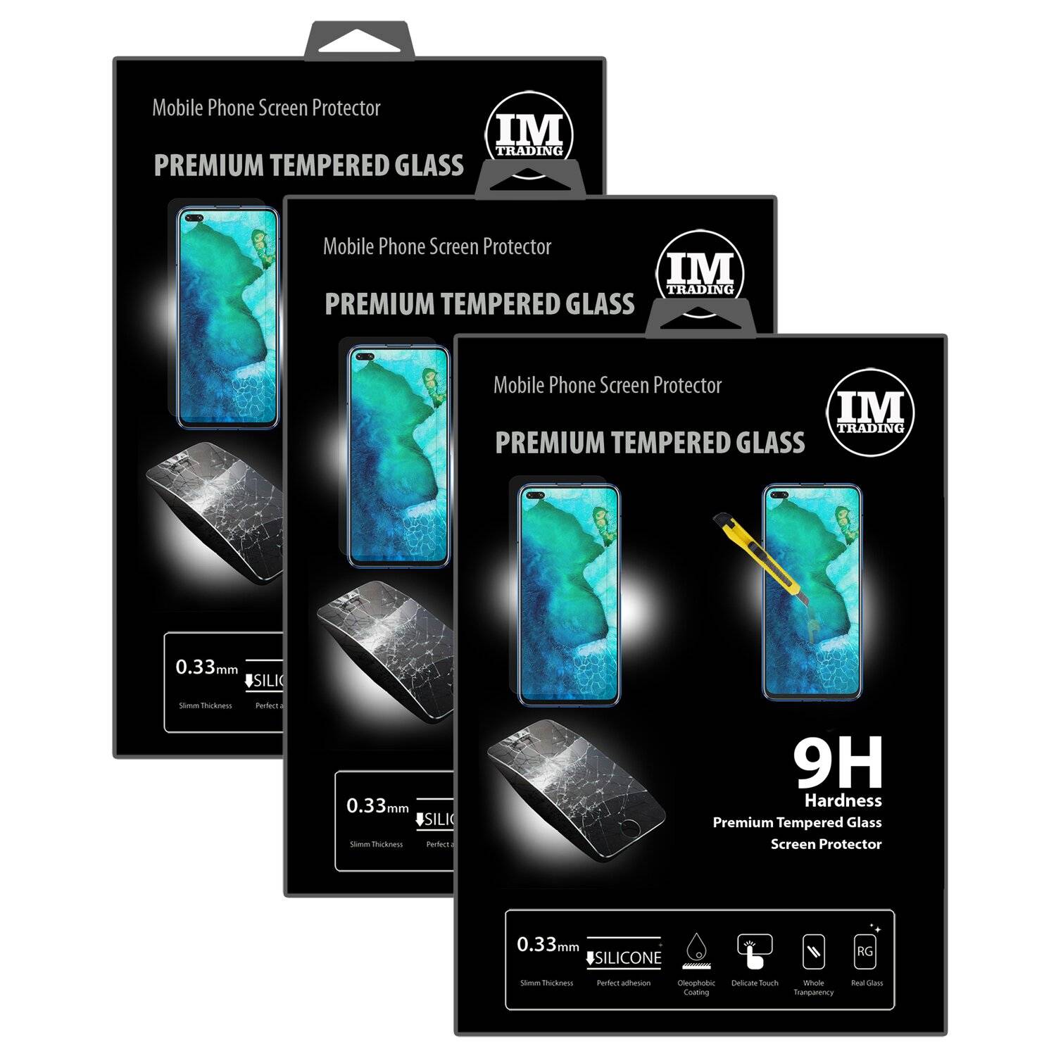cofi1453 3X Schutz Schutz Glas 9H Tempered Glass Display Schutz Folie Display Glas Screen Protector kompatibel mit Honor View 30 Pro