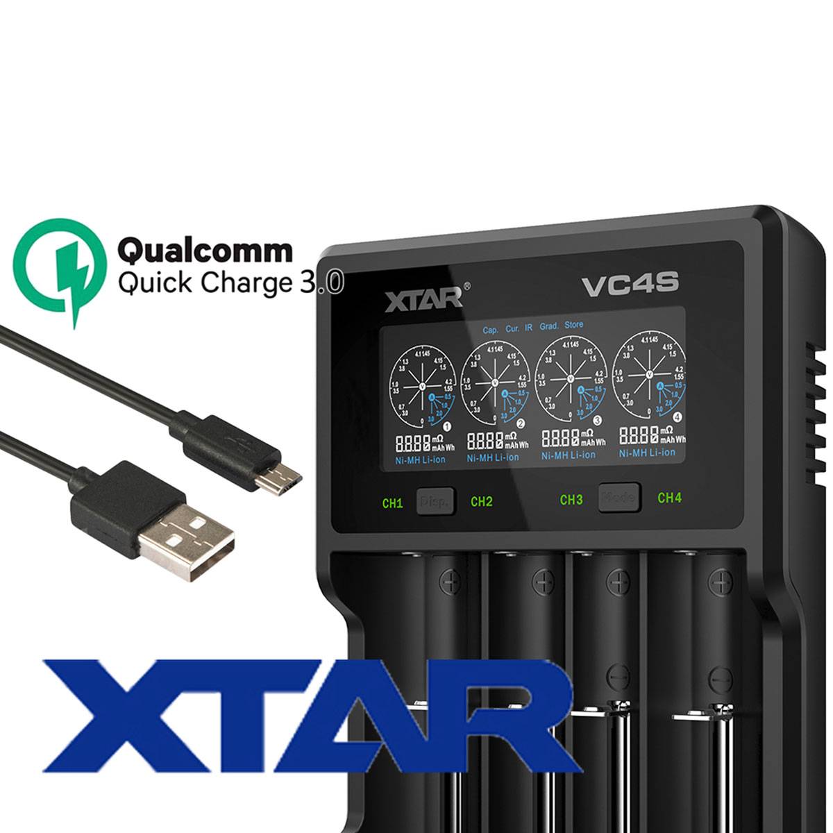 4 Stück wiederaufladbarer Arlo-Akku, 3.7 V max. 760mAh Lithium Batterien und Ladegerät mit AccuCell Box, wiederaufladbar