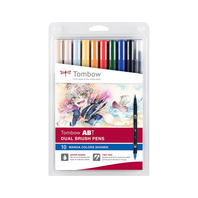 Tombow Doppelfasermaler "ABT DUAL BRUSH PEN", 10er Set Manga