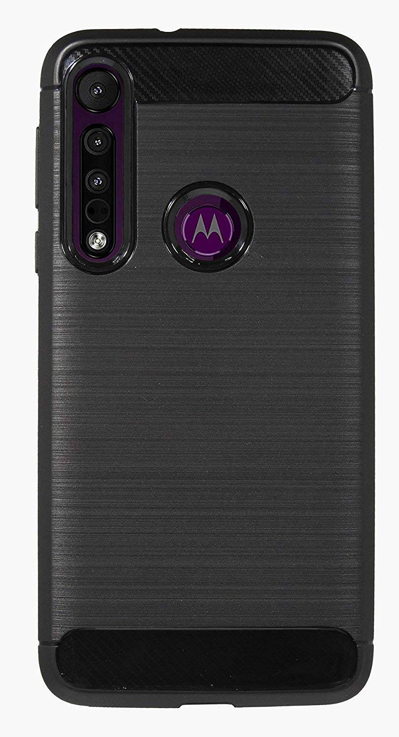 cofi1453® Silikon Hülle Carbon kompatibel mit MOTOROLA ONE MACRO TPU Case Soft Handyhülle Cover Schutzhülle Schwarz