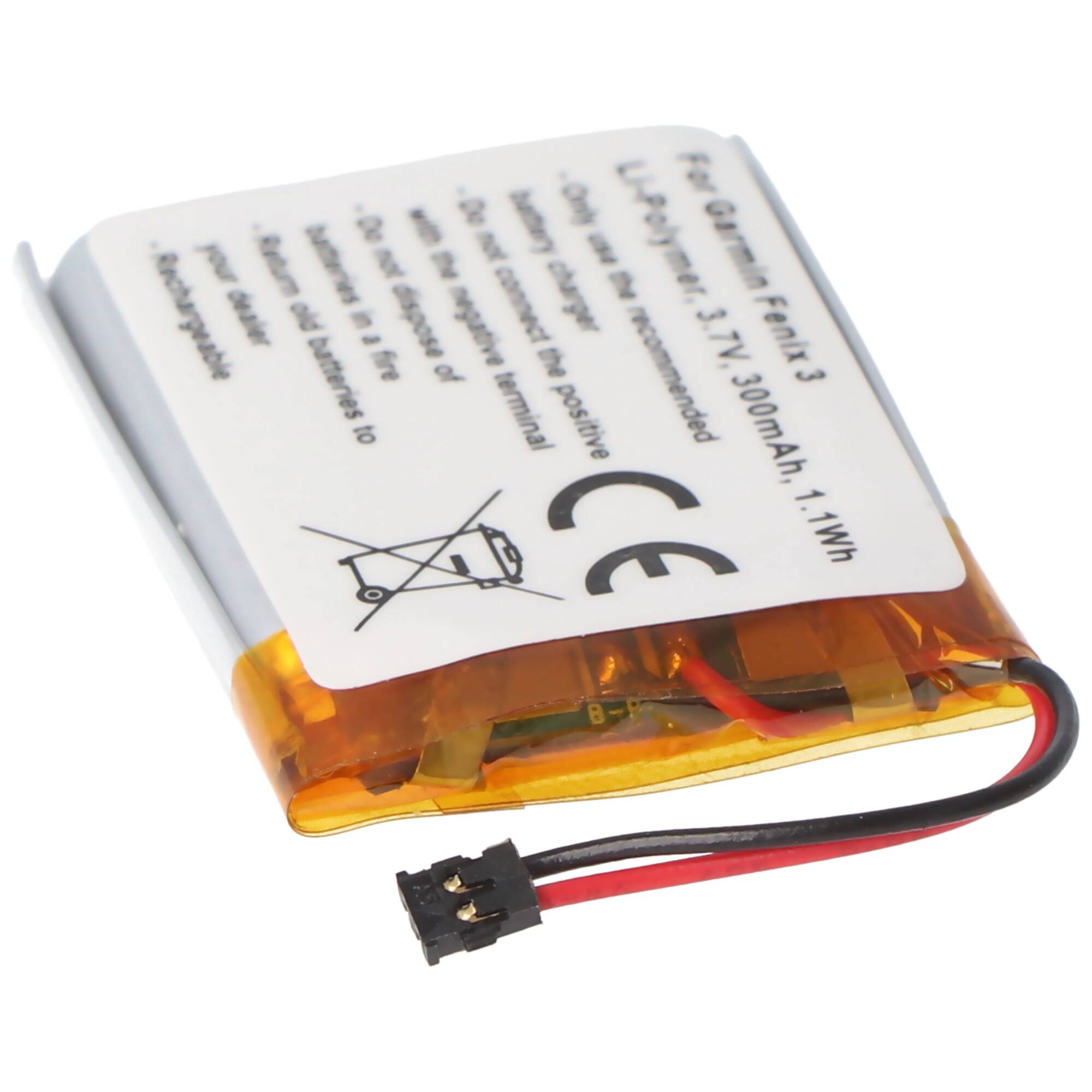 Akku passend für Garmin Fenix 3, 361-00034-02 Li-Polymer 3,7 Volt 300mAh 1,1Wh