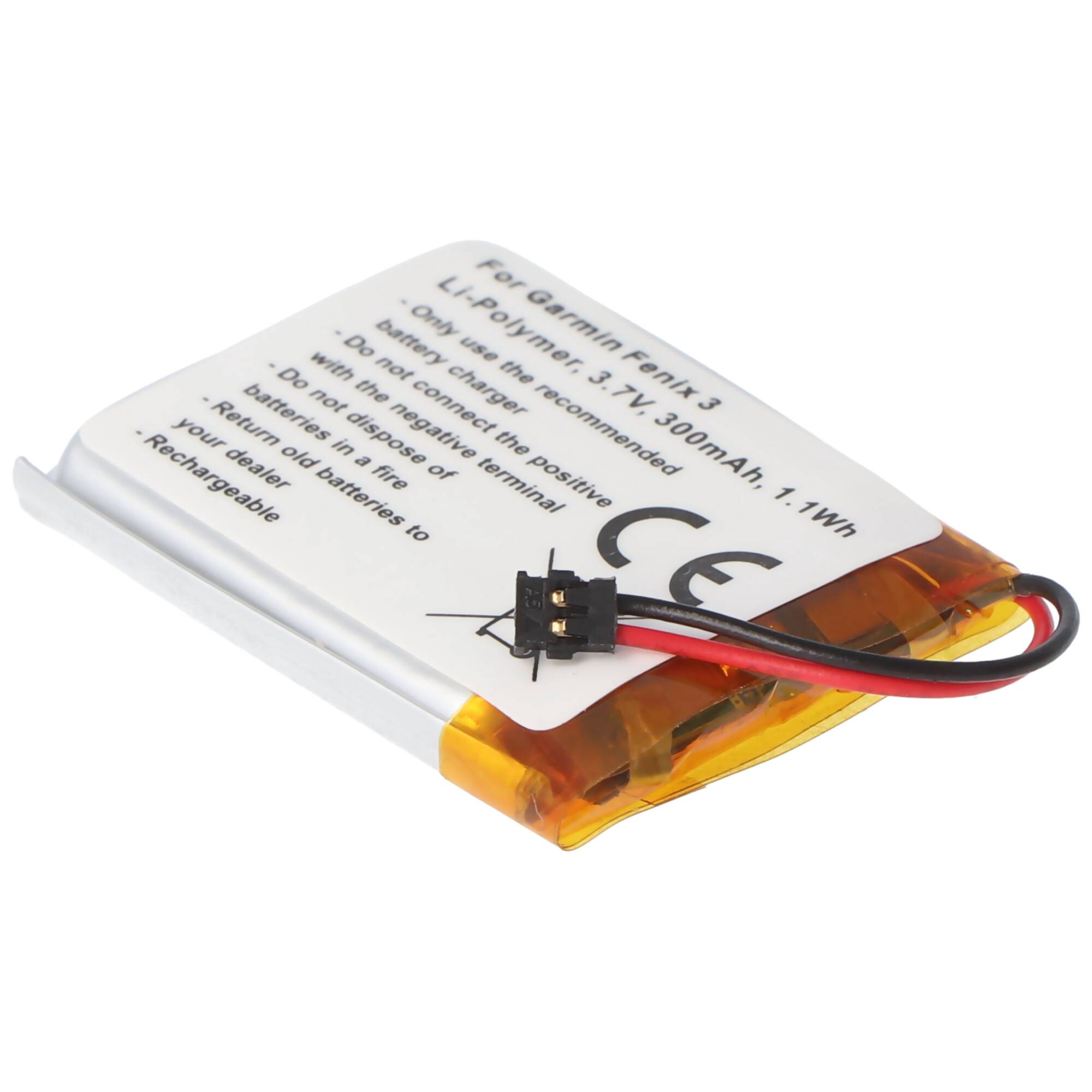 Akku passend für Garmin Fenix 3, 361-00034-02 Li-Polymer 3,7 Volt 300mAh 1,1Wh