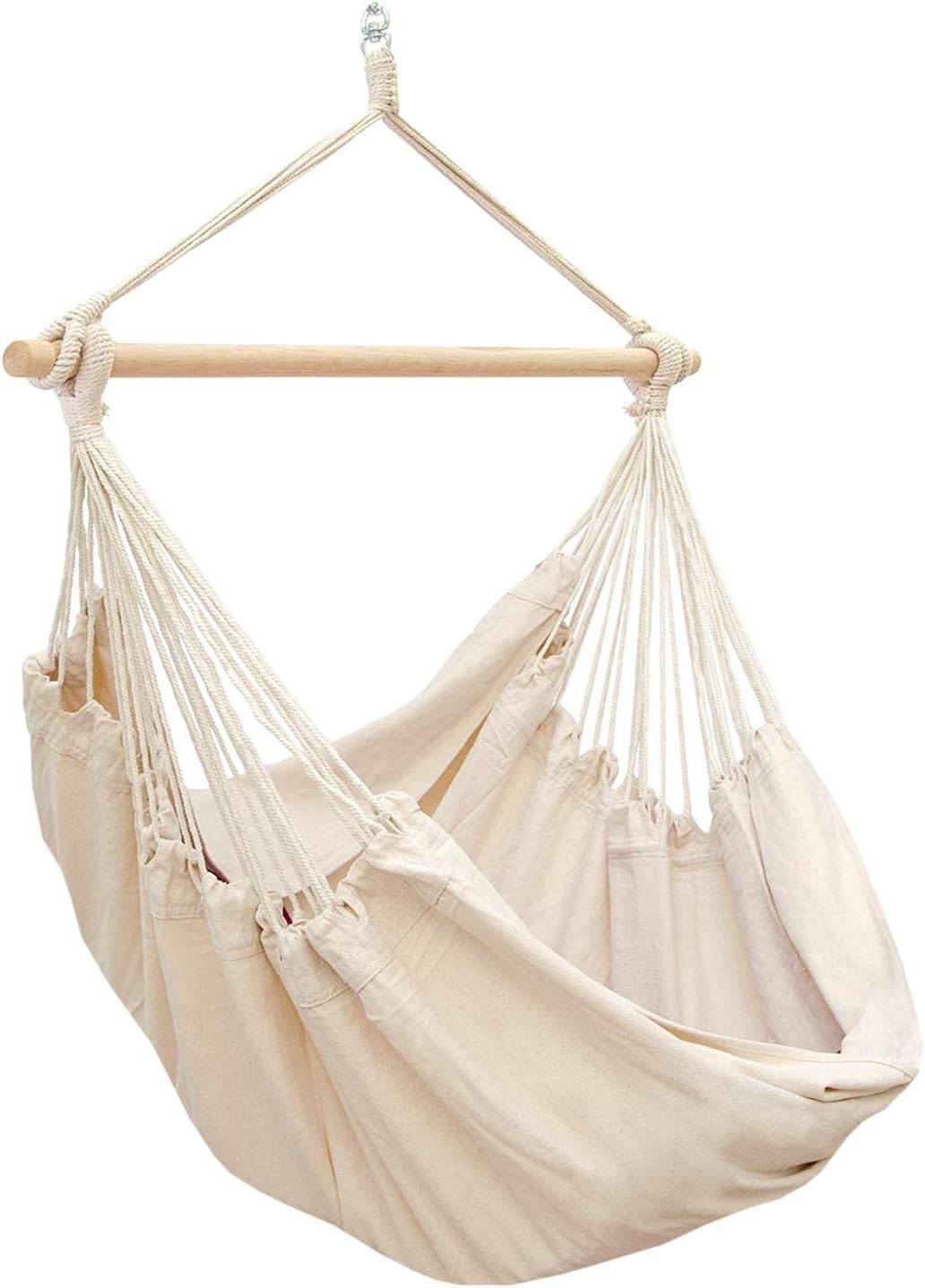 XXL Hängesessel 185x130cm Hängestuhl 2 Personen Hängesitz bis 150kg Baumwolle Hängematte 360° Swifel