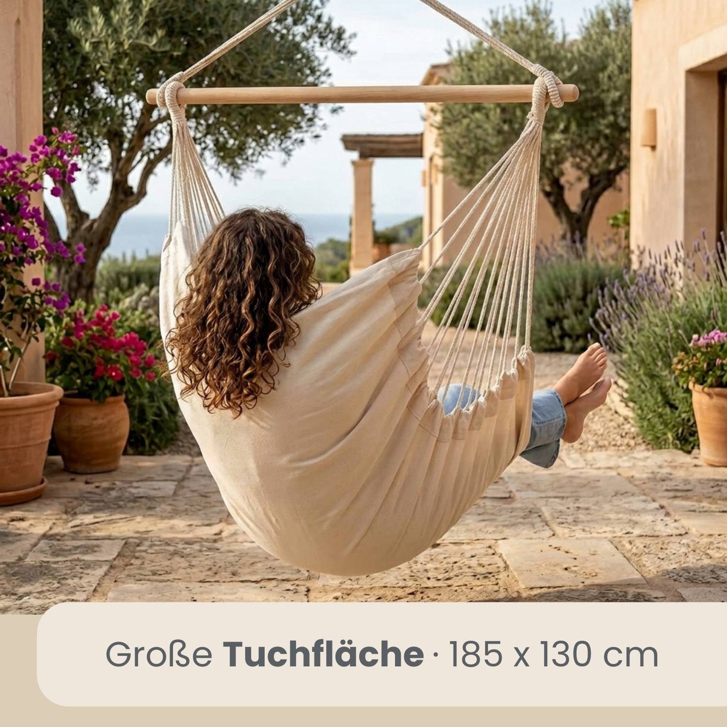 XXL Hängesessel 185x130cm bis 150kg - 2 Personen Schwebesessel Hängestuhl Garten