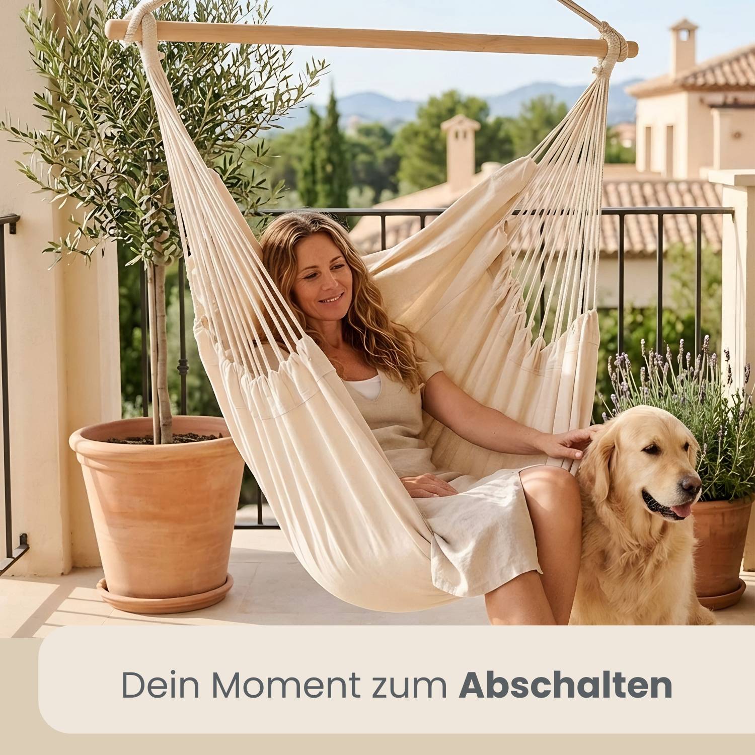 XXL Hängesessel 185x130cm bis 150kg - 2 Personen Schwebesessel Hängestuhl Garten