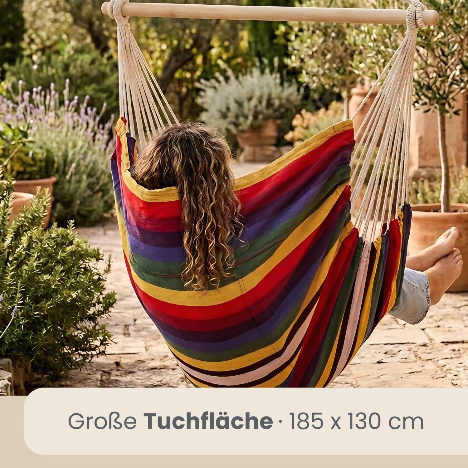XXL Hängesessel 185x130cm bis 150kg - 2 Personen Schwebesessel Hängestuhl Garten