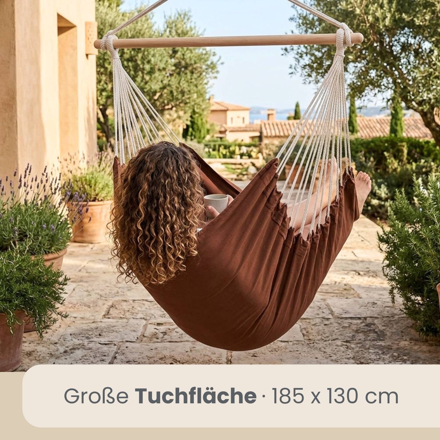 XXL Hängesessel 185x130cm bis 150kg - 2 Personen Schwebesessel Hängestuhl Garten
