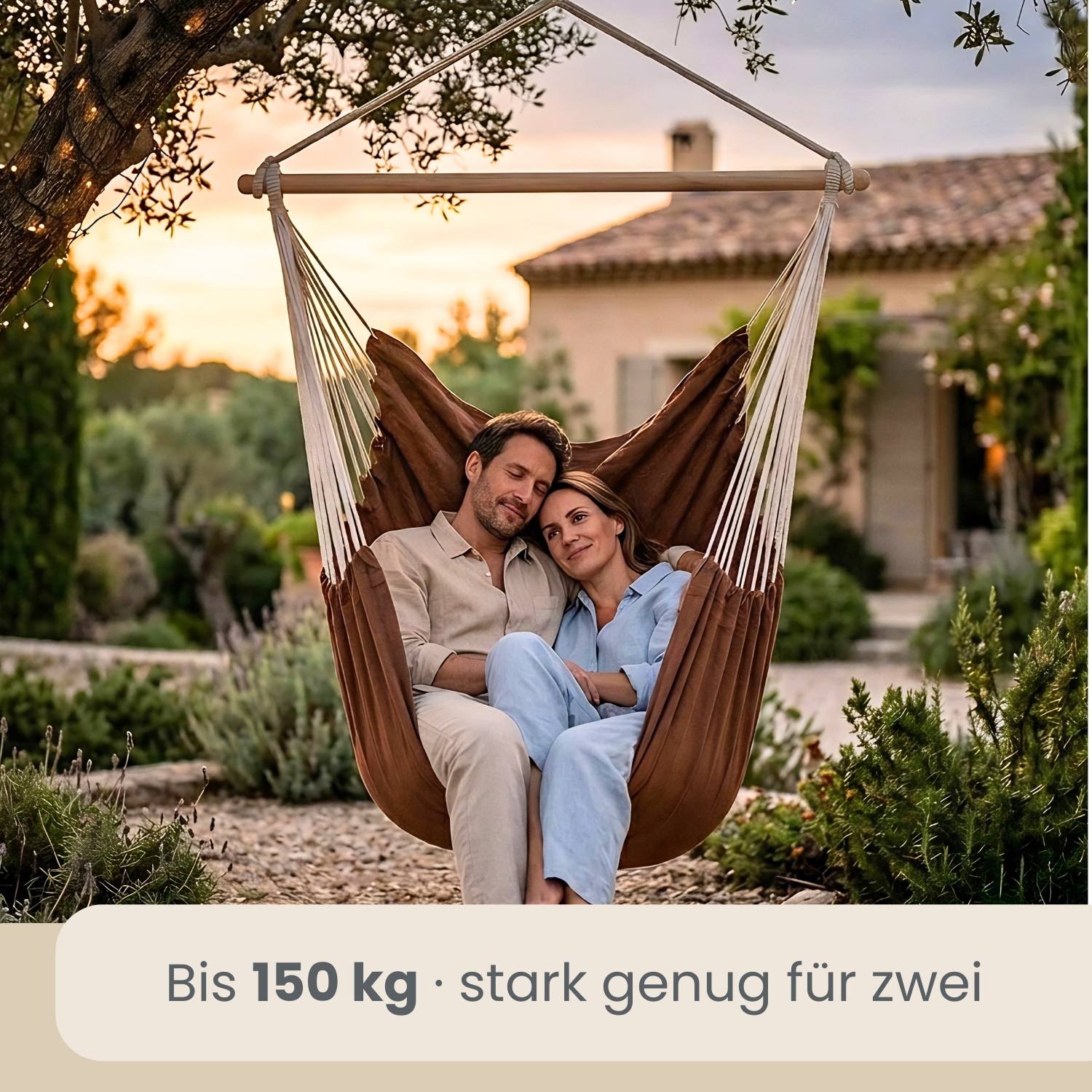 XXL Hängesessel 185x130cm bis 150kg - 2 Personen Schwebesessel Hängestuhl Garten