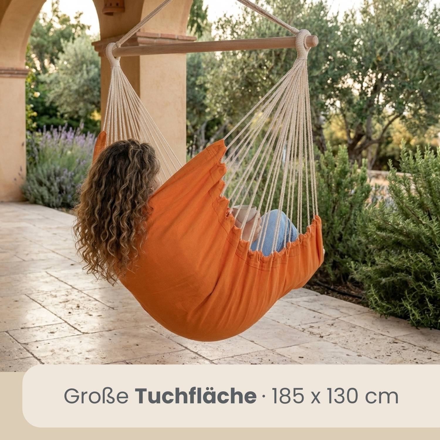 XXL Hängesessel 185x130cm bis 150kg - 2 Personen Schwebesessel Hängestuhl Garten
