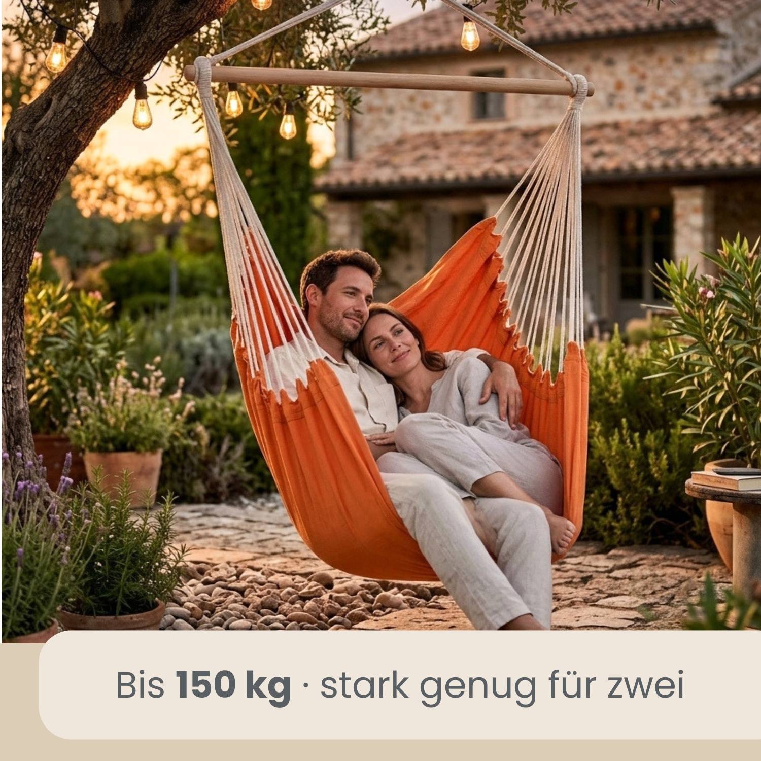 XXL Hängesessel 185x130cm bis 150kg - 2 Personen Schwebesessel Hängestuhl Garten