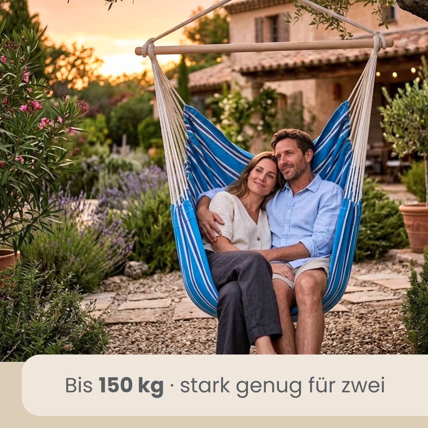 XXL Hängesessel 185x130cm bis 150kg - 2 Personen Schwebesessel Hängestuhl Garten
