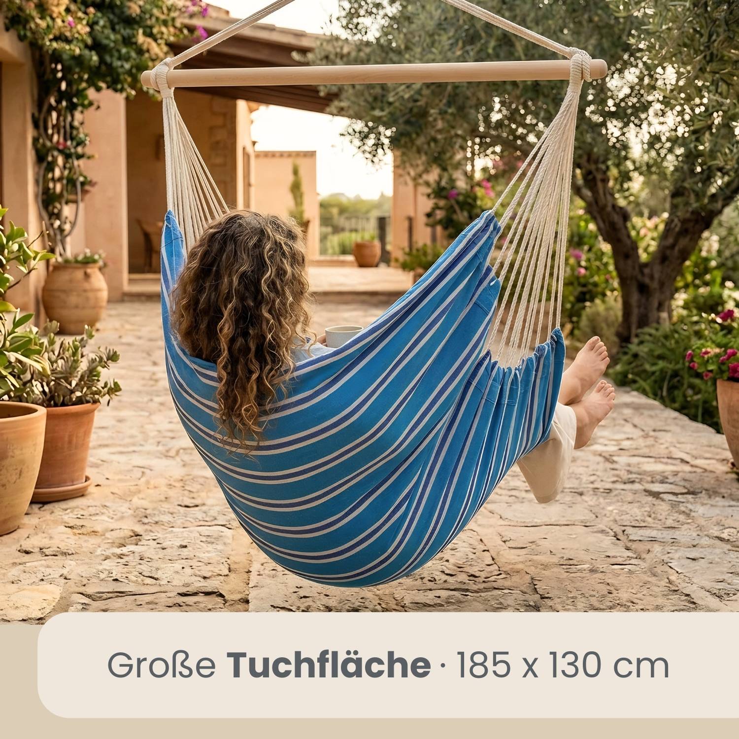XXL Hängesessel 185x130cm bis 150kg - 2 Personen Schwebesessel Hängestuhl Garten