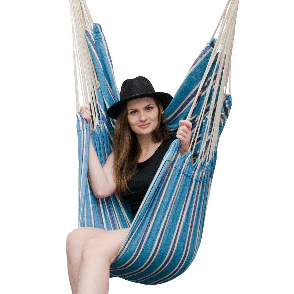 XXL Hängesessel 185x130cm Hängestuhl 2 Personen Hängesitz bis 150kg Baumwolle Hängematte 360° Swifel