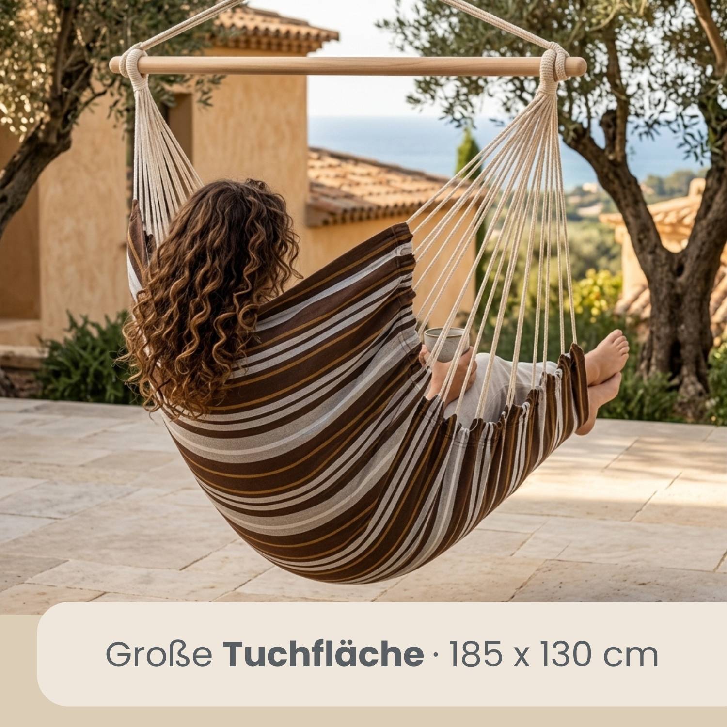 XXL Hängesessel 185x130cm bis 150kg - 2 Personen Schwebesessel Hängestuhl Garten