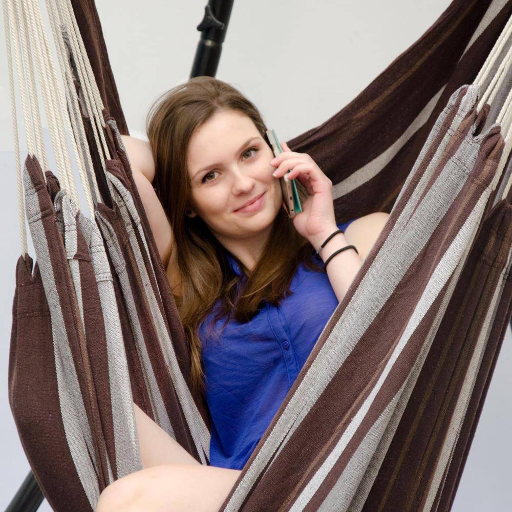 XXL Hängesessel 185x130cm Hängestuhl 2 Personen Hängesitz bis 150kg Baumwolle Hängematte 360° Swifel