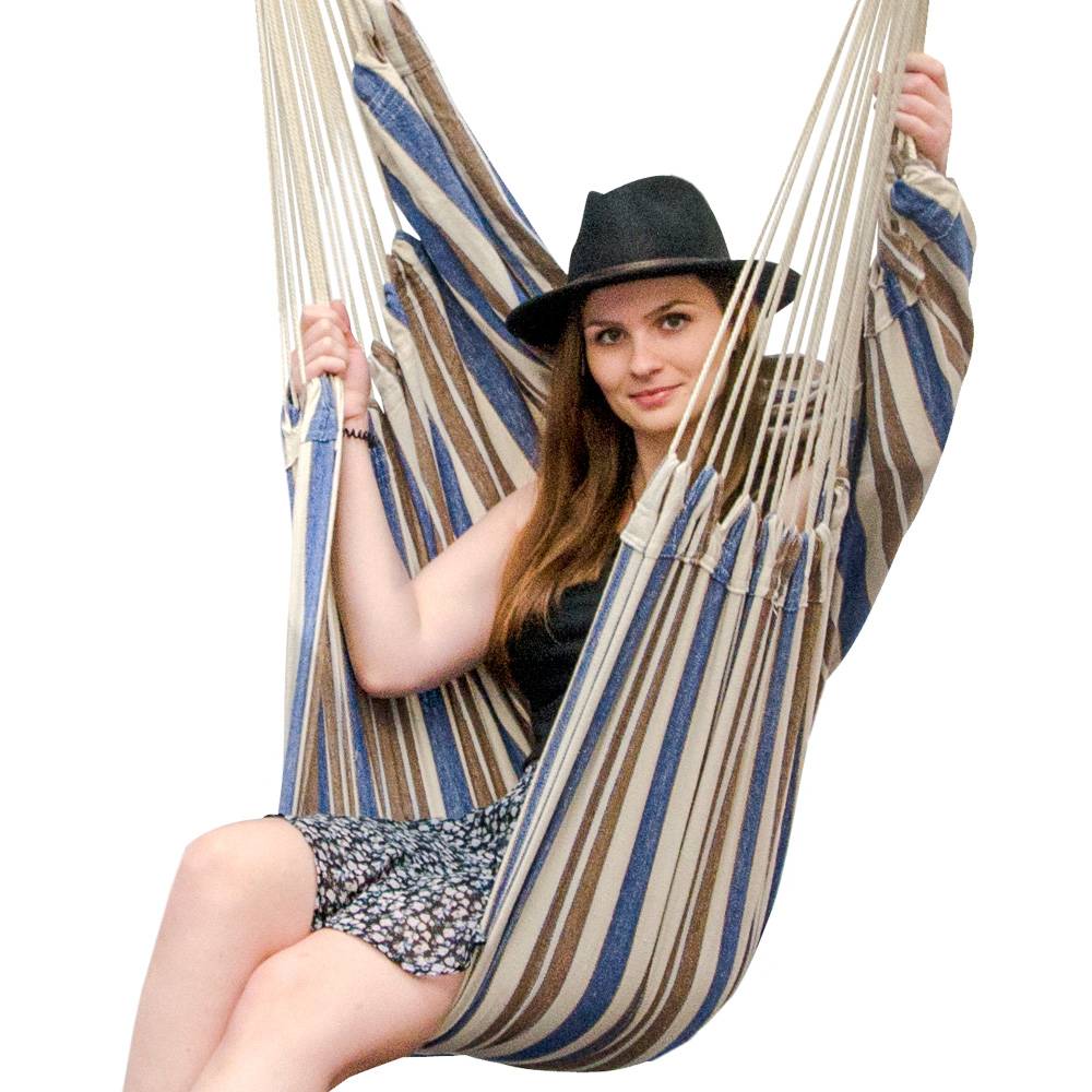 XXL Hängesessel 185x130cm Hängestuhl 2 Personen Hängesitz bis 150kg Baumwolle Hängematte 360° Swifel