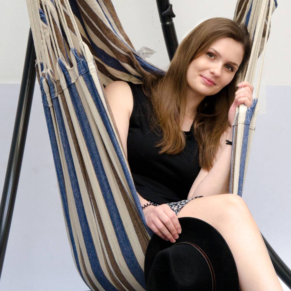 XXL Hängestuhl HMG-40 eyepower AMZ Blau-Braun Streifen