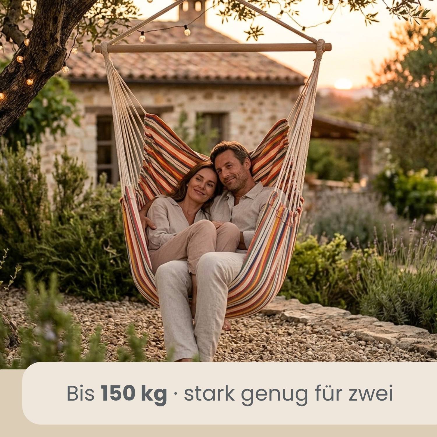 XXL Hängesessel 185x130cm bis 150kg - 2 Personen Schwebesessel Hängestuhl Garten