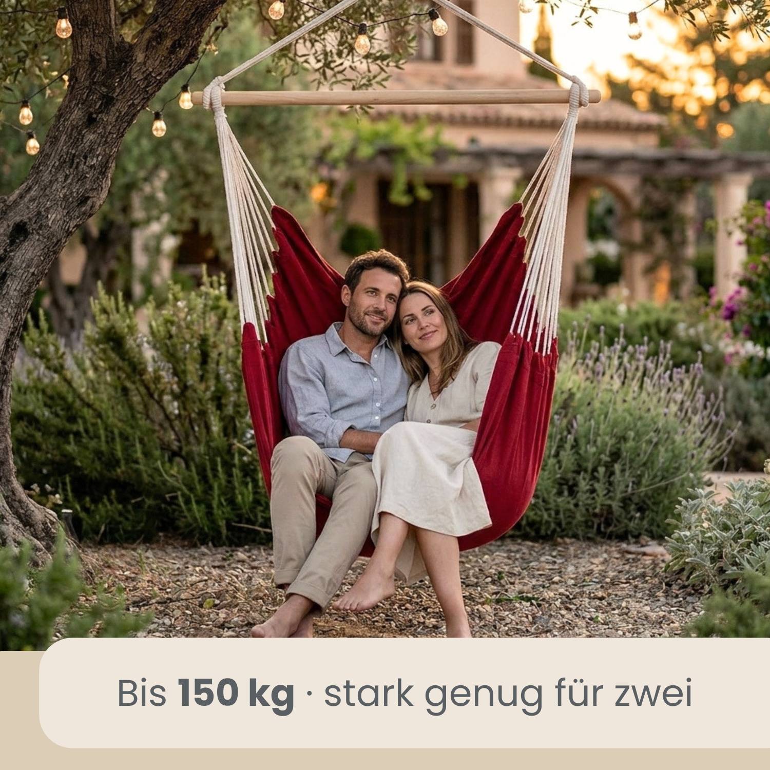 XXL Hängesessel 185x130cm bis 150kg - 2 Personen Schwebesessel Hängestuhl Garten
