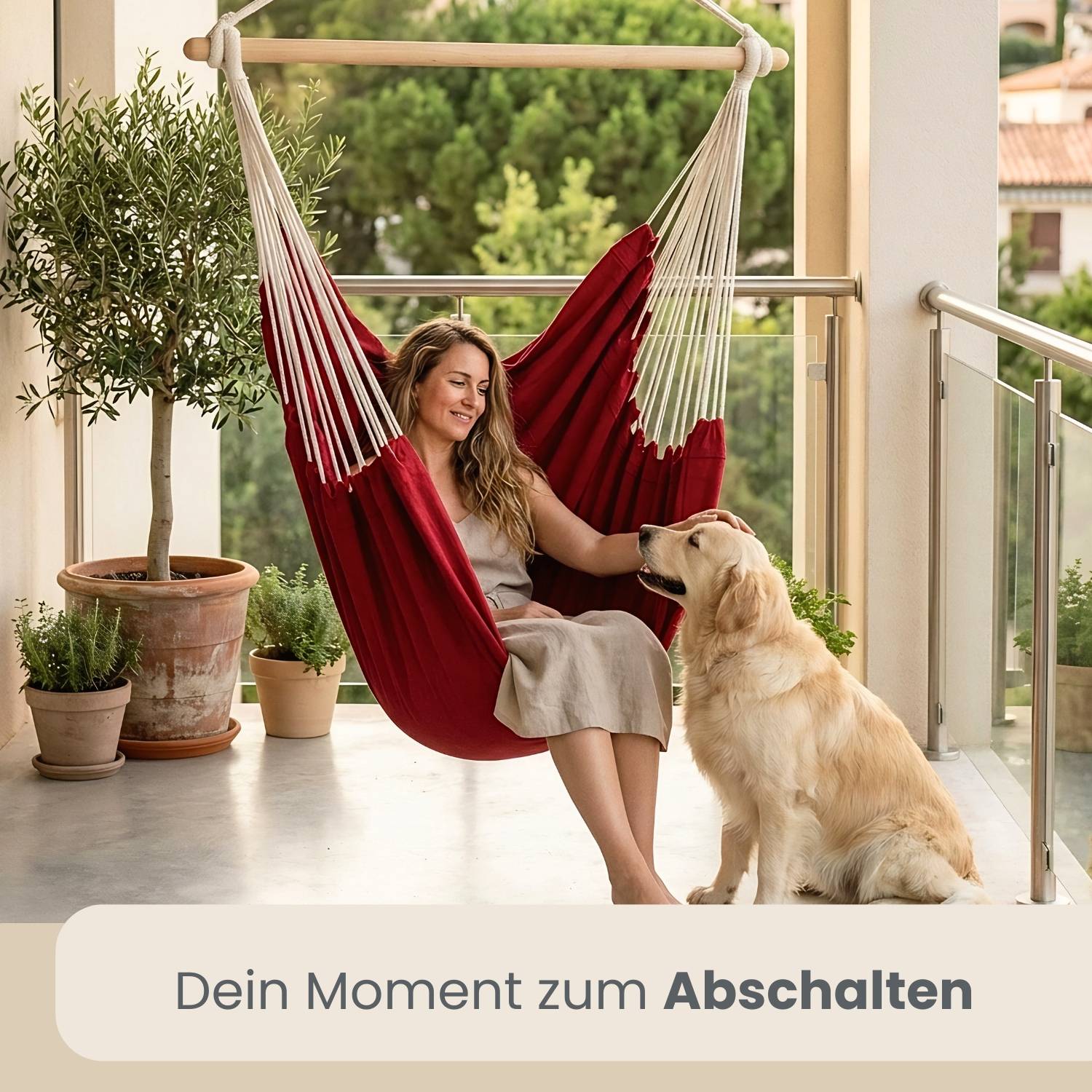 XXL Hängesessel 185x130cm bis 150kg - 2 Personen Schwebesessel Hängestuhl Garten